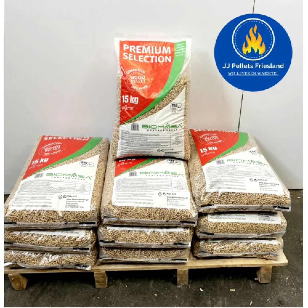 Biomasa Premium pellets ENplusA1 100% naaldhout (65 zakken)
